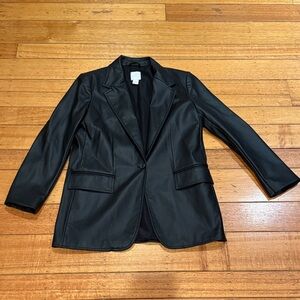 H&M Black Faux Leather Blazer